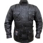 Motorradjacke Australian Bikers Gear gewachstes Leder Used-0