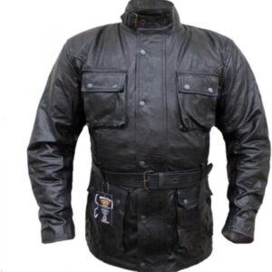 Motorradjacke Australian Bikers Gear gewachstes Leder Used-0