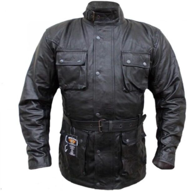 Motorradjacke Australian Bikers Gear gewachstes Leder Used-0