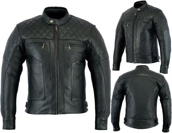 Motorradjacke Bikers Gear Australia Leder CE-Protektoren-3