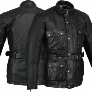 Motorradjacke Bikers Gear Trailmaster Leder Used Look-0