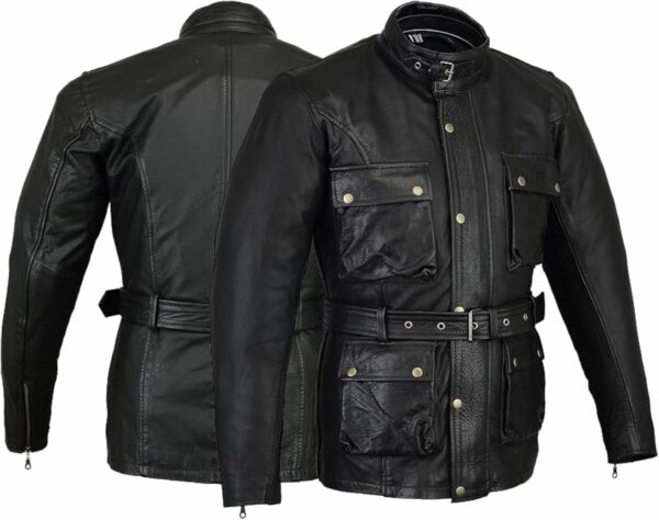 Motorradjacke Bikers Gear Trailmaster Leder Used Look-0