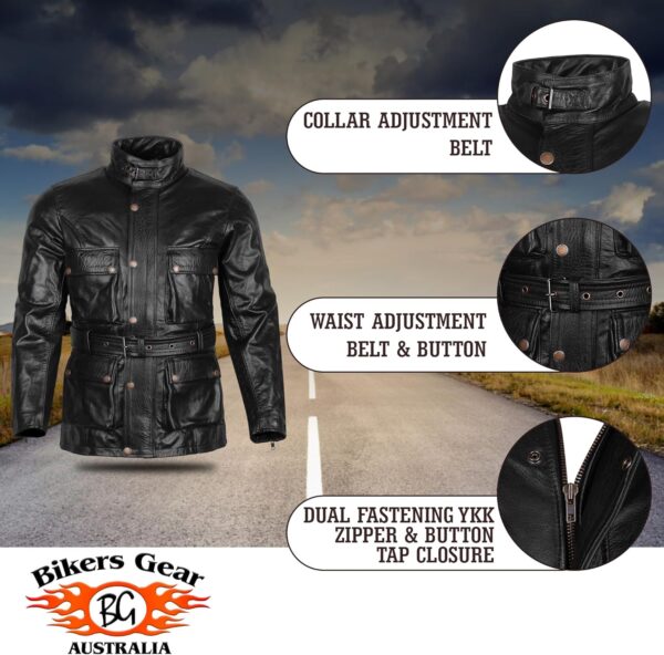 Motorradjacke Bikers Gear Trailmaster Leder Used Look-2