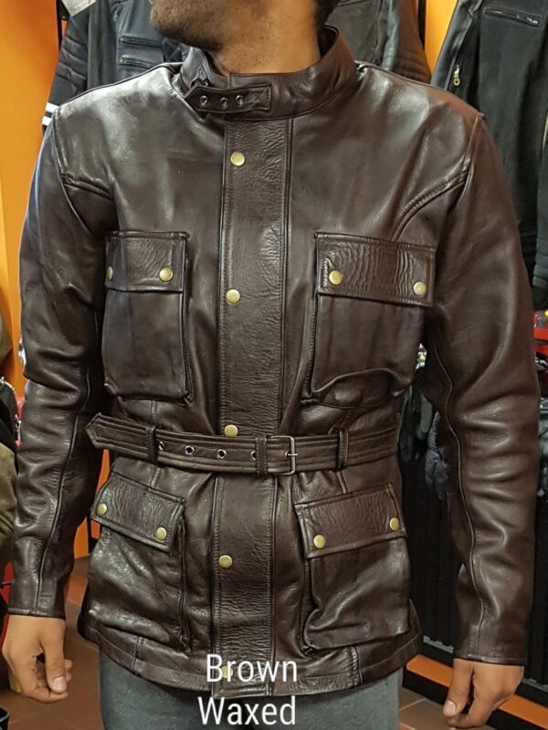 Bikers Gear Motorradjacke Leder Used Look Schwarz-2