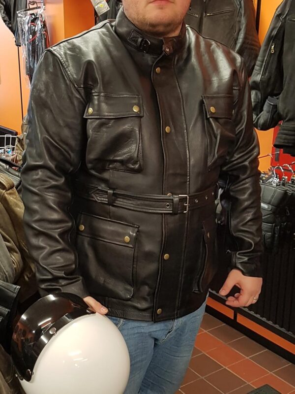 Bikers Gear Motorradjacke Leder Used Look Schwarz-5