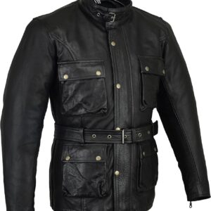 Bikers Gear Motorradjacke Leder Used Look Schwarz-0