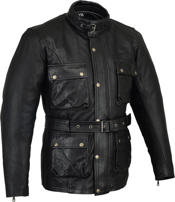 Bikers Gear Motorradjacke Leder Used Look Schwarz-0