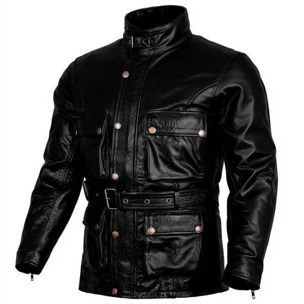 Classic Vintage Bikers - Motorradjacke - Gewachstes Leder - Schwarz Used Look - L