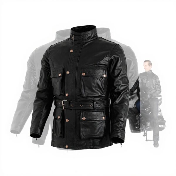 Classic Vintage Bikers - Motorradjacke - Gewachstes Leder - Schwarz Used Look - L