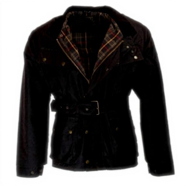 Walker amp Hawkes Explorer - Herren Outdoor-Jacke im Motorrad-Stil - gewachst - mit Gürtel amp 4 Taschen