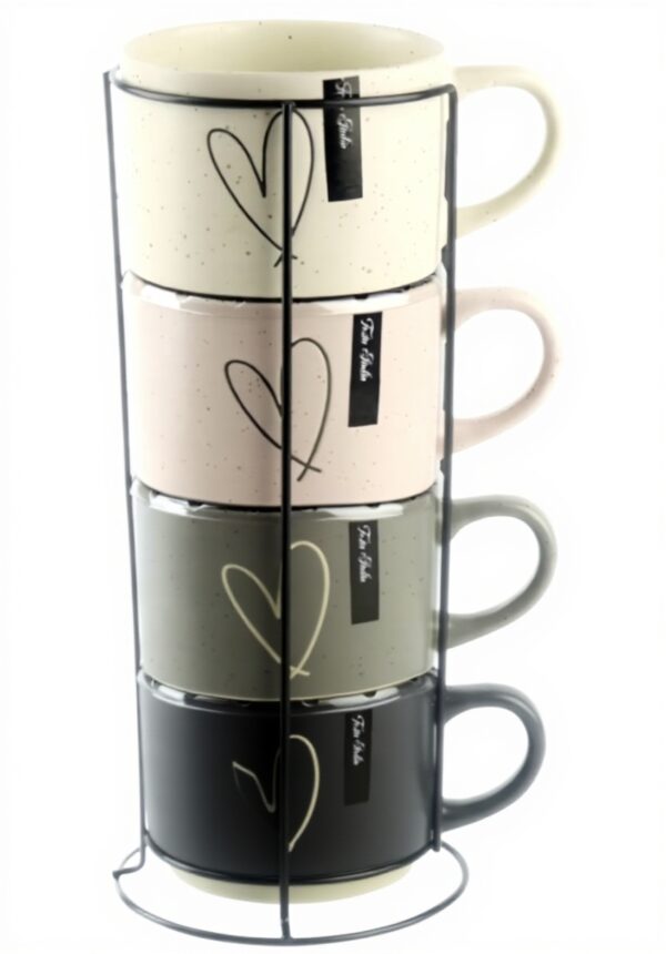 Espressotassen Set Keramik mit Ständer - Stapelbar & Modern