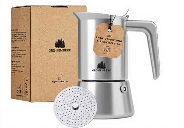 Espressokocher Induktion Groenenberg Edelstahl 4 oder 6