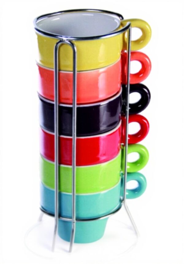 Espresso-Mini-Tassen Set 6 Keramik Metallständer Out of the